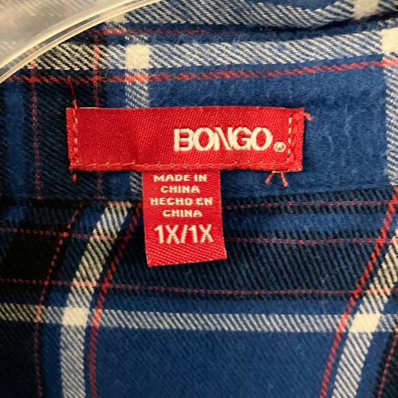 Womens Bongo Flannel Shirt - Blue Plaid - Size 1X - Picture 3 of 7